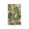 3' X 5' Ivory Green And Blue Wool Botanical Leaves Hand Tufted Area Rug