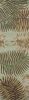 8' Aqua And Brown Wool Botanical Leaves Hand Tufted Runner Rug