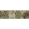 8' Aqua And Brown Wool Botanical Leaves Hand Tufted Runner Rug