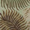 8' Aqua And Brown Wool Botanical Leaves Hand Tufted Runner Rug