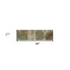 8' Aqua And Brown Wool Botanical Leaves Hand Tufted Runner Rug