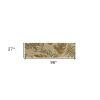 8' Sand And Beige Wool Botanical Leaves Hand Tufted Runner Rug