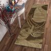 8' Brown And Beige Wool Botanical Leaves Hand Tufted Runner Rug