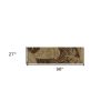 8' Brown And Beige Wool Botanical Leaves Hand Tufted Runner Rug