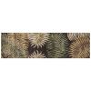 8' Espresso Beige And Green Wool Botanical Leaves Hand Tufted Runner Rug
