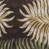 8' Espresso Beige And Green Wool Botanical Leaves Hand Tufted Runner Rug