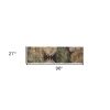 8' Espresso Beige And Green Wool Botanical Leaves Hand Tufted Runner Rug