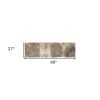 8' Beige Green And Brown Wool Botanical Leaves Hand Tufted Runner Rug