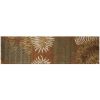 8' Rust Orange And Green Wool Botanical Leaves Hand Tufted Runner Rug