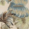 8' Ivory And Blue Wool Botanical Leaves Hand Tufted Runner Rug