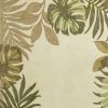 8' Ivory And Green Wool Botanical Leaves Hand Tufted Runner Rug