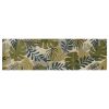 8' Ivory Green And Blue Wool Botanical Leaves Hand Tufted Runner Rug
