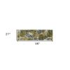 8' Ivory Green And Blue Wool Botanical Leaves Hand Tufted Runner Rug