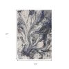 5' X 8' Blue And Gray Abstract Area Rug