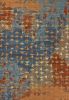 5' X 8' Blue Red And Orange Abstract Area Rug