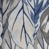 5' X 8' Gray And Navy Blue Botanical Leaves Area Rug