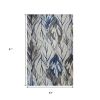 5' X 8' Gray And Navy Blue Botanical Leaves Area Rug