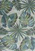 5' X 8' Beige Teal And Green Tropical Botanical Area Rug