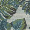 5' X 8' Beige Teal And Green Tropical Botanical Area Rug