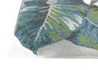 5' X 8' Beige Teal And Green Tropical Botanical Area Rug