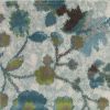 5' X 8' Teal Blue Green And White Floral Vines Area Rug