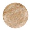 7' Champagne And Beige Damask Round Rug