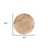 7' Champagne And Beige Damask Round Rug