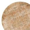 7' Champagne And Beige Damask Round Rug