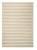 3' X 5' Ivory And White New Zealand Lambs Wool Striped Hand Woven Area Rug