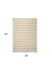3' X 5' Ivory And White New Zealand Lambs Wool Striped Hand Woven Area Rug