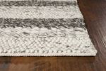 3' X 5' Brown Gray And Ivory New Zealand Lambs Wool Striped Hand Woven Area Rug