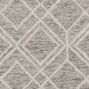 5' X 7' Sand Beige And Ivory Wool Geometric Hand Hooked Area Rug