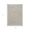 5' X 7' Sand Beige And Ivory Wool Geometric Hand Hooked Area Rug
