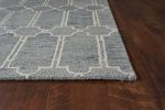 5' X 7' Slate Blue And Ivory Wool Geometric Hand Tufted Area Rug
