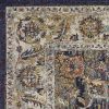 5' X 8' Navy Blue Gold And Ivory Medallion Area Rug