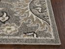 7' X 9' Gray And Ivory Floral Medallion Area Rug With UV Protection