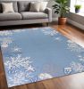 5' X 8' Blue Gray And White Fish and Coral Hand Tufted Area Rug