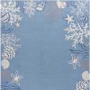 5' X 8' Blue Gray And White Fish and Coral Hand Tufted Area Rug
