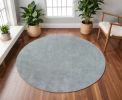 6' Blue Shag Hand Woven Round Rug