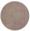6' Beige Shag Hand Woven Round Rug