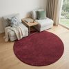 6' Round  Polyester Red Area Rug