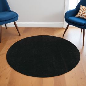 6' Espresso Shag Hand Woven Round Rug