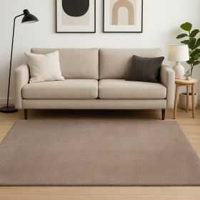5' X 7' Beige Shag Hand Woven Area Rug