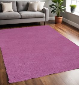 5' X 7' Hot Pink Shag Hand Woven Area Rug