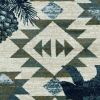 8' Ivory And Blue Southwestern Round Rug
