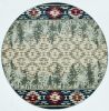 8' Ivory Green And Red Southwestern Round Rug