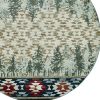 8' Ivory Green And Red Southwestern Round Rug