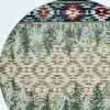 8' Ivory Green And Red Southwestern Round Rug