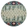 8' Ivory Green And Red Southwestern Round Rug