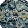 8' Blue And Green Woodland Lodge Round Rug
